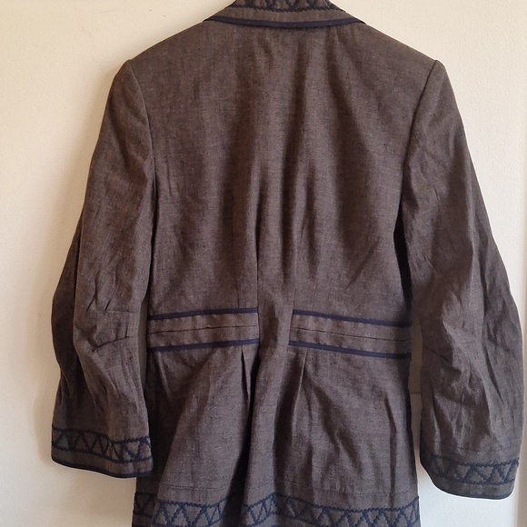 BCBGMAXAZRIA Embroidered Linen Cotton Belted Blazer Jacket Size XS Boho Chic - Picture 4 of 12